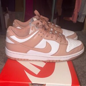 Nike Tan and White Womens Dunks 8.5